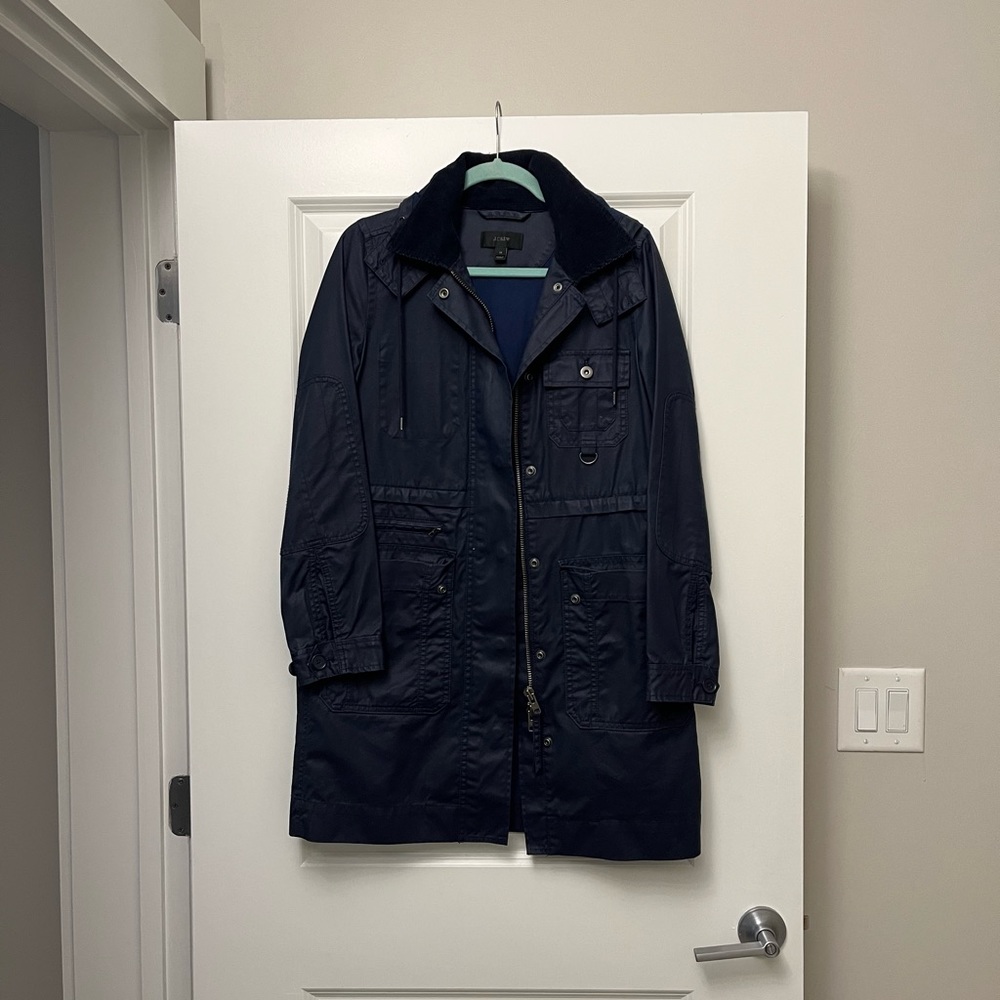 J. crew long trench rain coat
